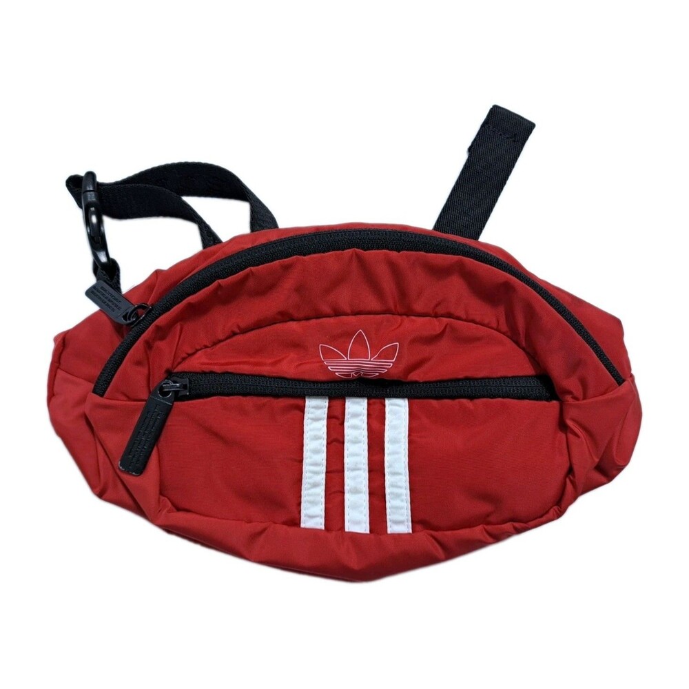 Adidas Original Waist Pack Fanny Pack Travel Purse Red White Black Bag Stripes